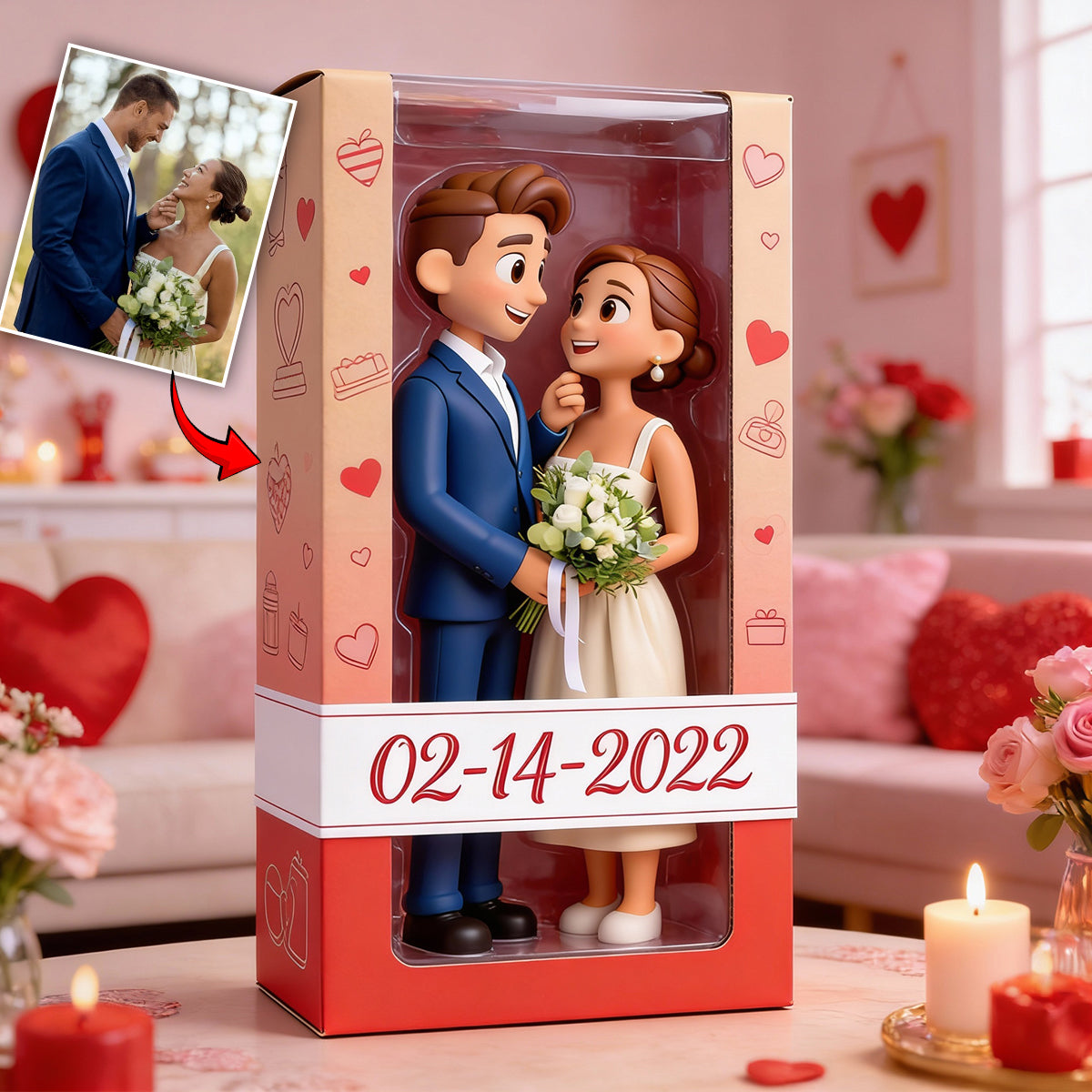Personalized Chibi Hugging Couple Custom Shaped Acrylic Plaque - Romantic I Love You Gift for Valentine Anniversary Couple Home Decor