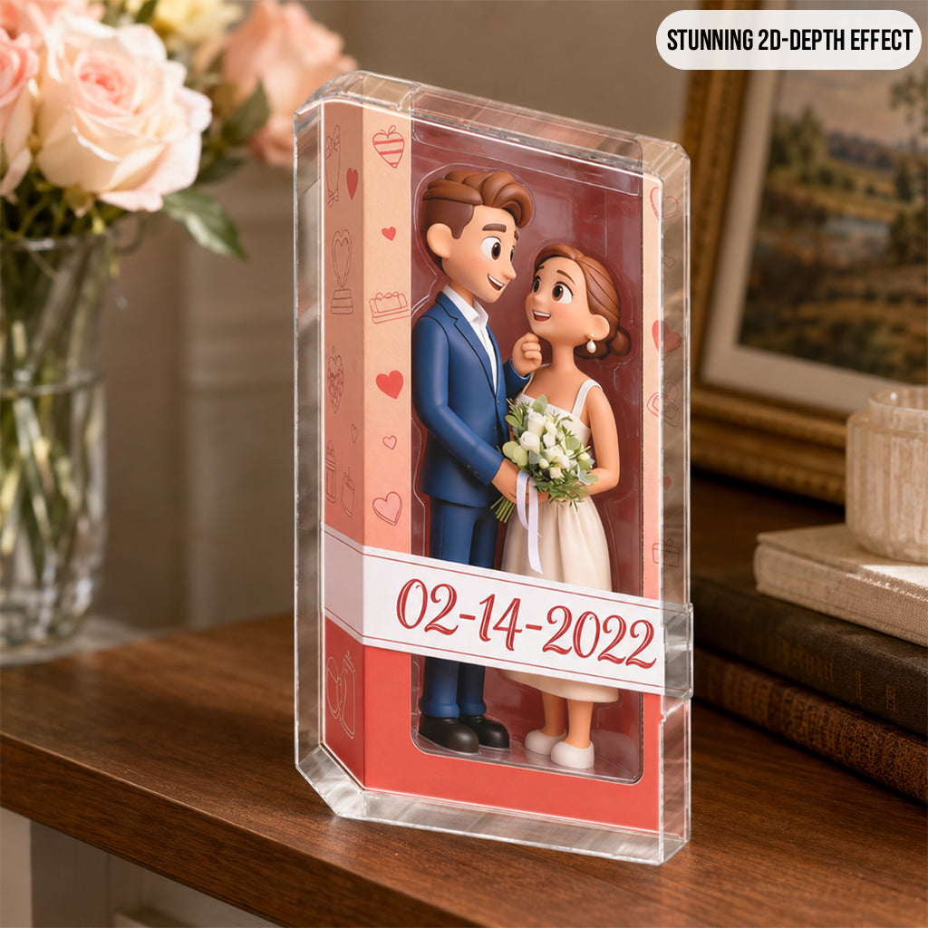 Personalized Chibi Hugging Couple Custom Shaped Acrylic Plaque - Romantic I Love You Gift for Valentine Anniversary Couple Home Decor