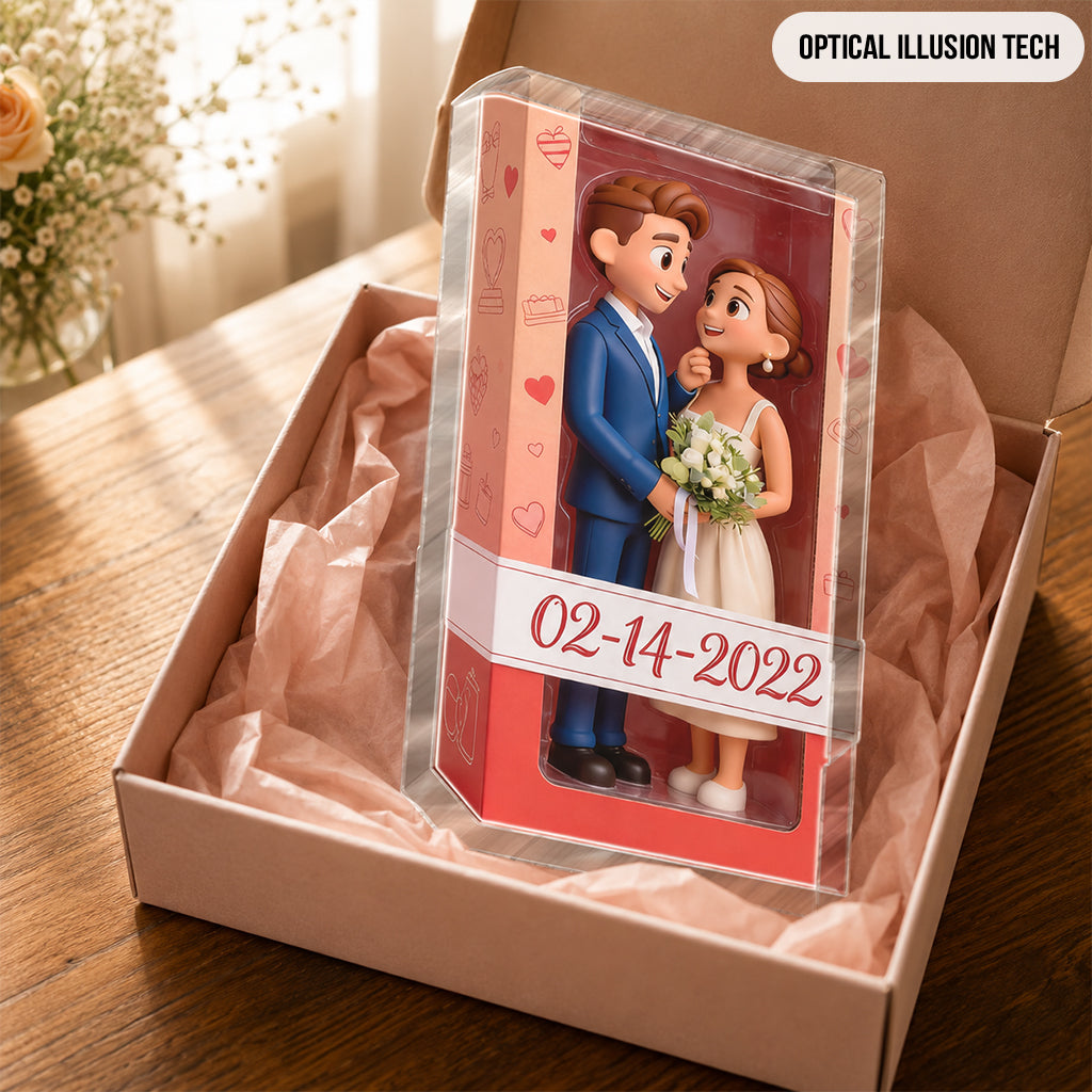 Personalized Chibi Black Couple I Love You Custom Shaped Acrylic Plaque, Romantic Valentine's Anniversary Gift for Partner Desk Home Decor