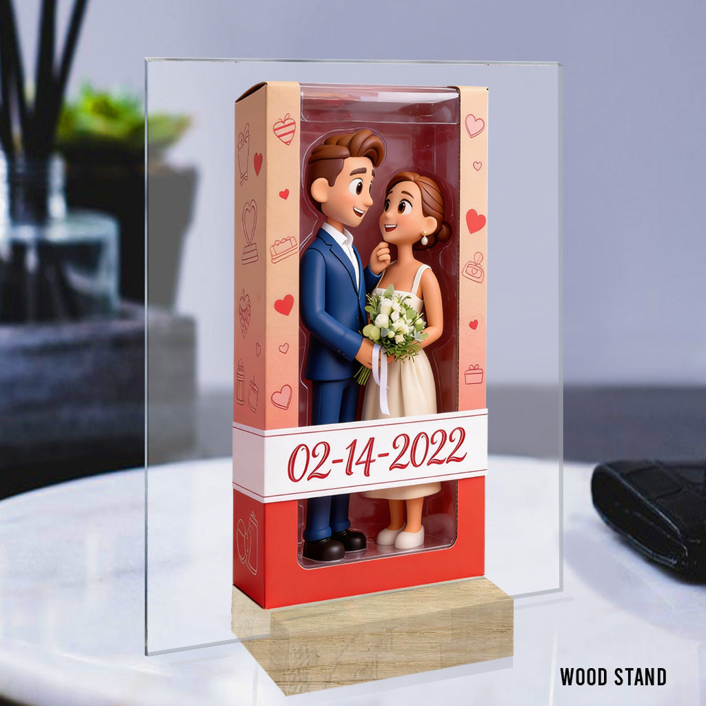 Personalized Chibi Black Couple I Love You Custom Shaped Acrylic Plaque, Romantic Valentine's Anniversary Gift for Partner Desk Home Decor