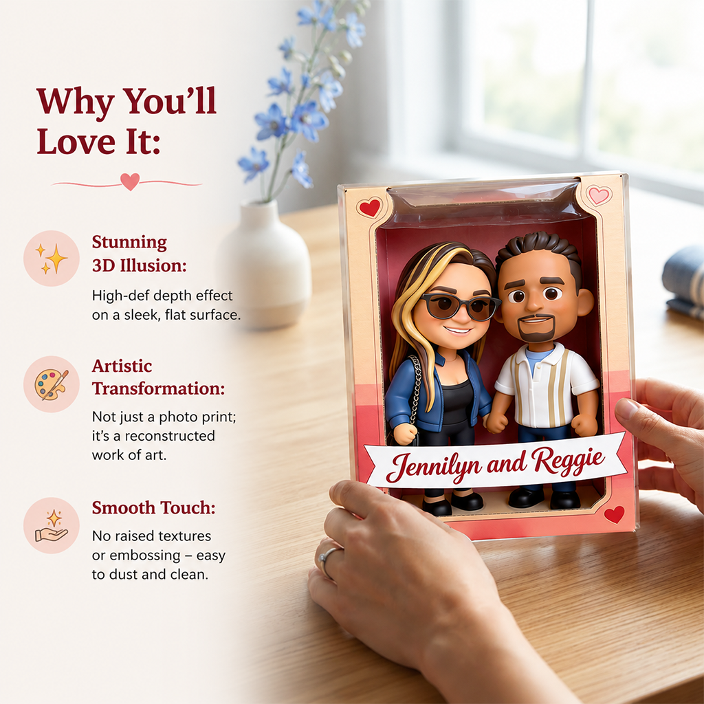 Personalized Chibi Black Couple I Love You Custom Shaped Acrylic Plaque, Romantic Valentine's Anniversary Gift for Partner Desk Home Decor