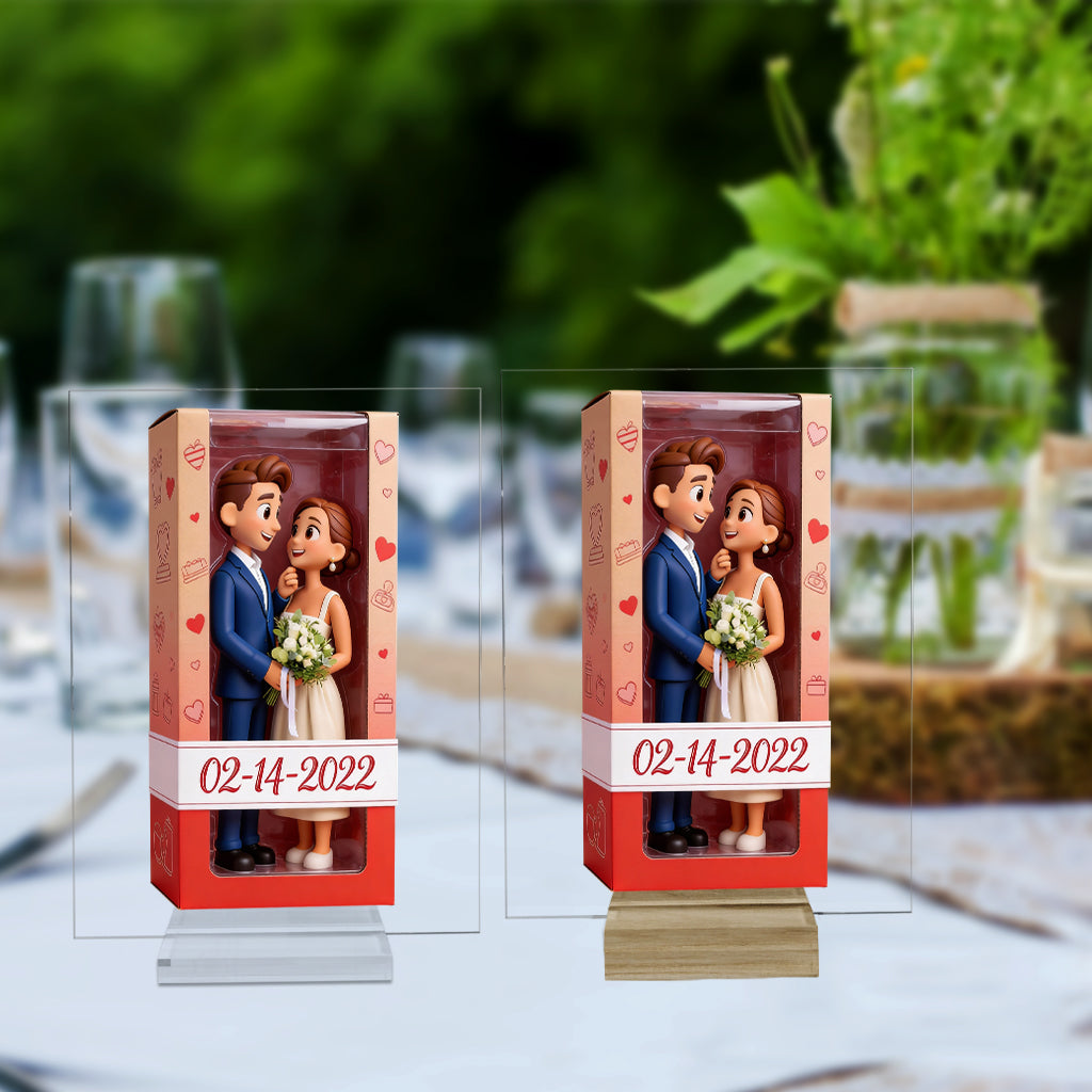 Personalized Chibi Black Couple I Love You Custom Shaped Acrylic Plaque, Romantic Valentine's Anniversary Gift for Partner Desk Home Decor