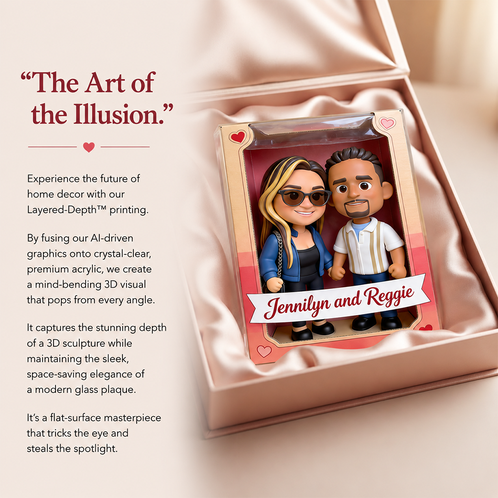 Personalized Chibi Hugging Couple Custom Shaped Acrylic Plaque - Romantic I Love You Gift for Valentine Anniversary Couple Home Decor