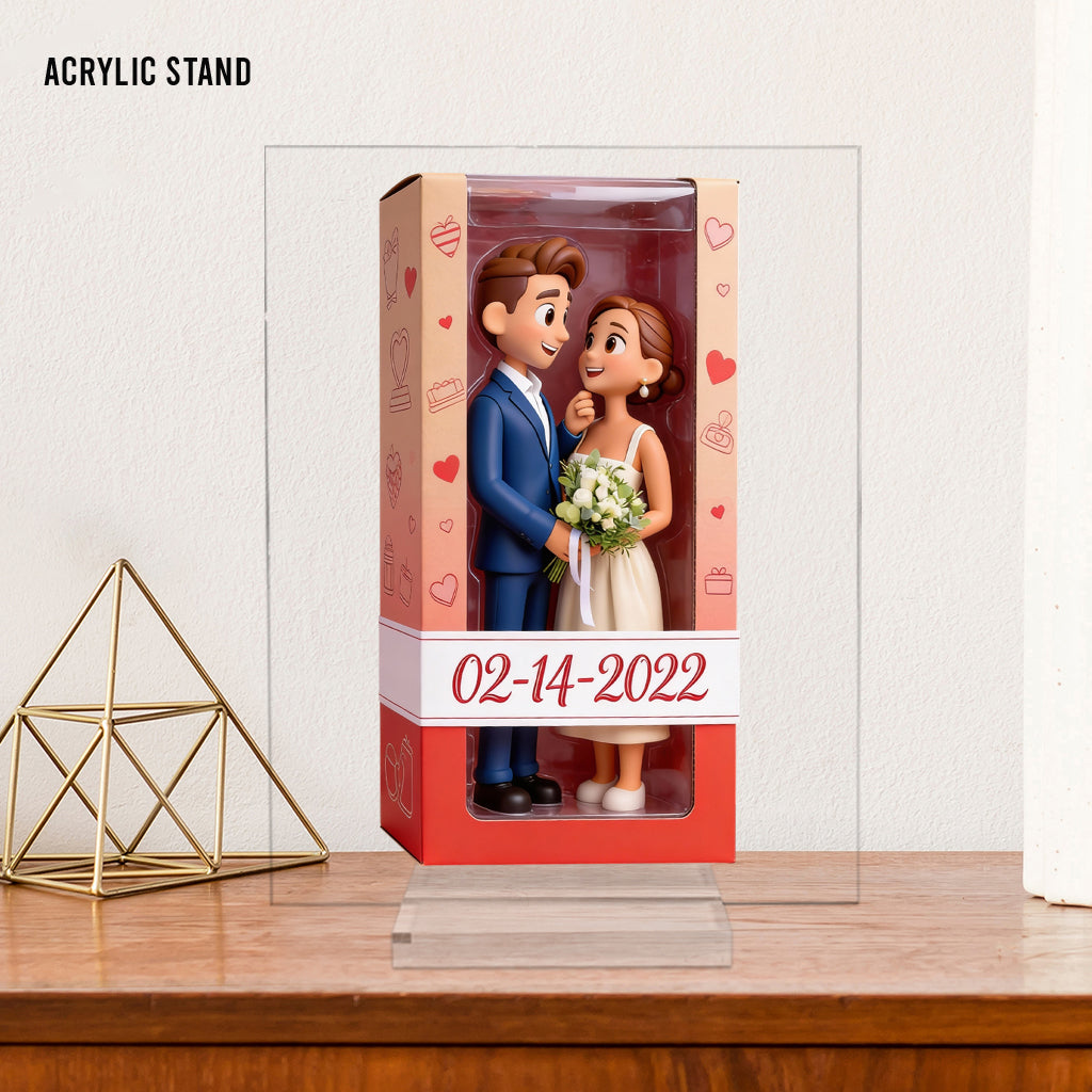 Personalized Chibi Hugging Couple Custom Shaped Acrylic Plaque - Romantic I Love You Gift for Valentine Anniversary Couple Home Decor
