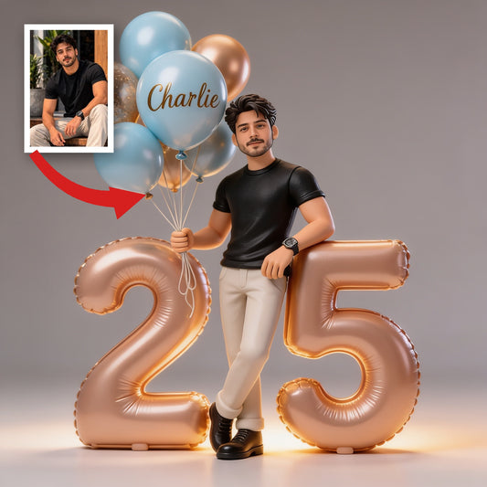 Ballons d'anniversaire personnalisés pour homme latino et plaque acrylique en forme de chiffre d'âge