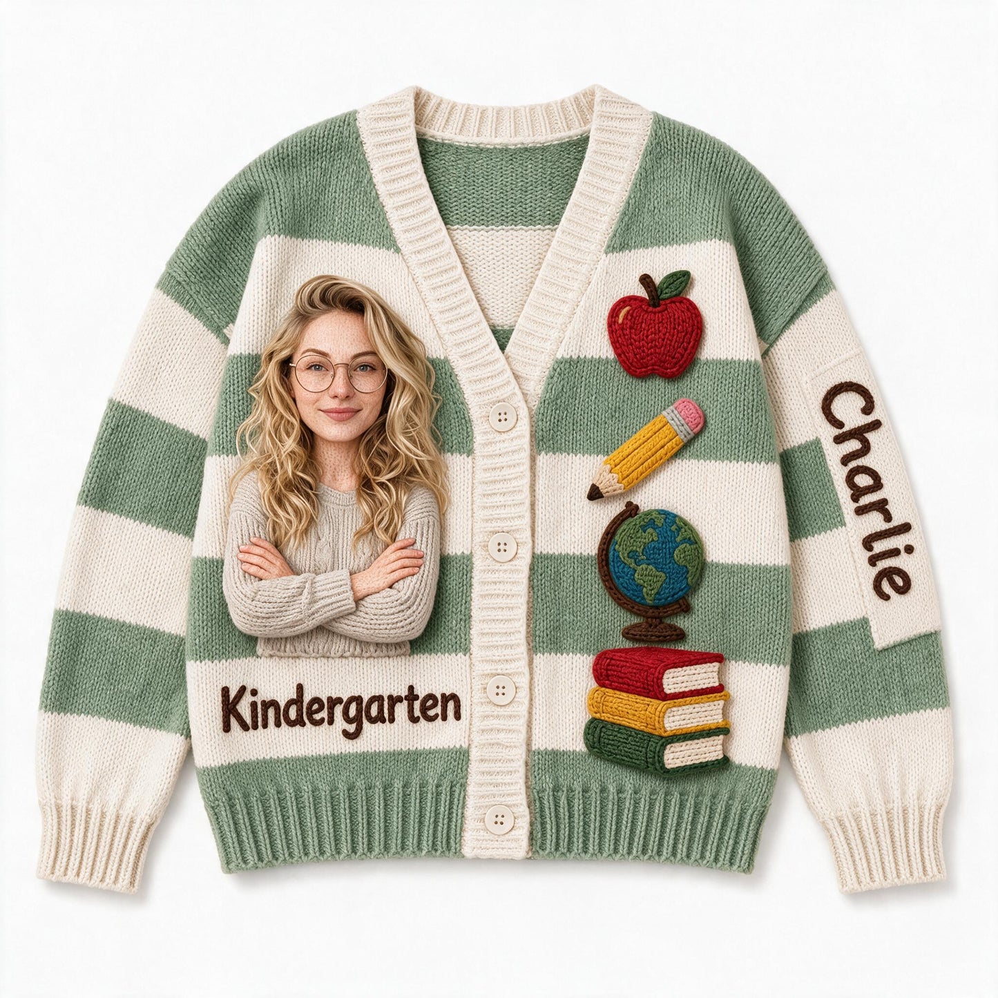 Personalized Female Kindergarten Teacher Cardigan Sweater Teacher Gift