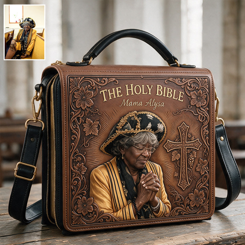 Personalisierte Foto Gebetende Junge Latina Leder Bibel Cover Tasche Geschenk