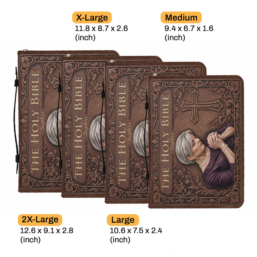 Custom Photo Praying Young Black Woman Leather Bible Cover Bag Christian Gift