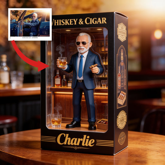 Personalized Elderly Latina Man Whiskey & Cigar Custom Shaped Acrylic Plaque, Bar Gift For Him