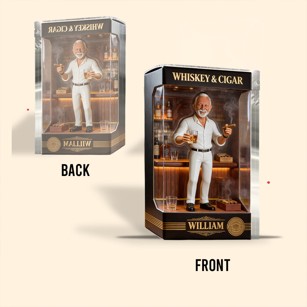 Personalized Whiskey & Cigar Gentleman Shaped Acrylic Plaque Gift For Black Men