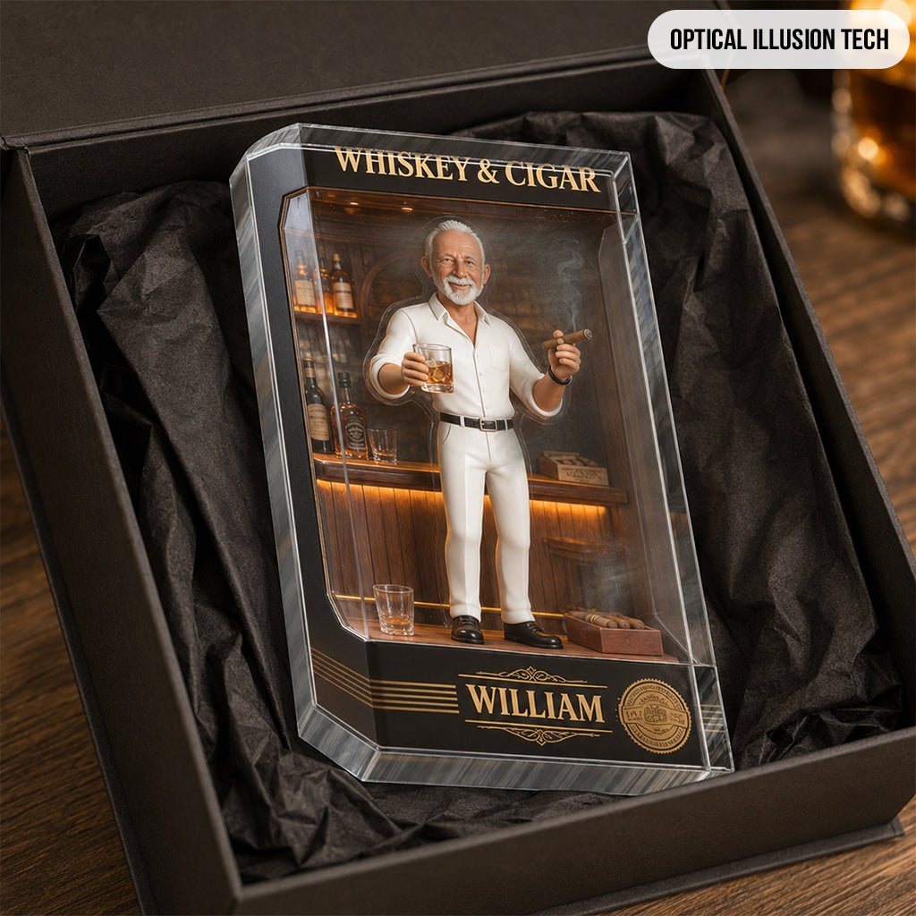 Personalized Whiskey & Cigar Custom Shaped Acrylic Plaque Bar Decor Gift For Men