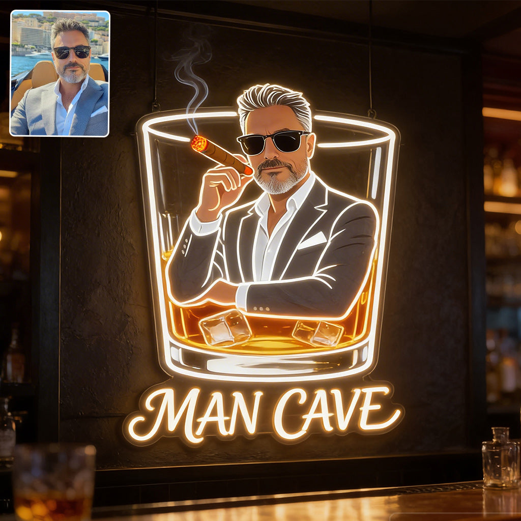 Panneau LED Acrylique Personnalisé pour Whisky & Cigares - Décor de Bar à Domicile