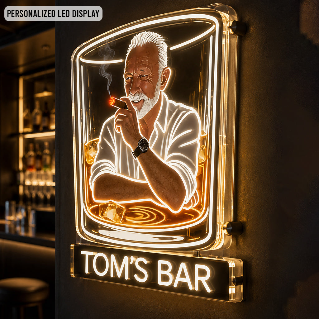 Personalisierte Whiskey Cigar Lounge LED Acrylschild für die Hausbar Geschenk für Latina Männer