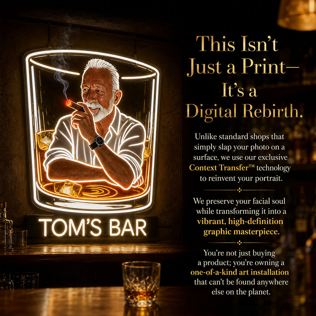 Personalized Adult Man Whiskey Cigar LED Acrylic Bar Sign Home Decor