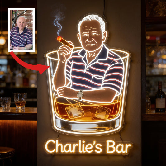 Personalized Whiskey Cigar Bar LED Acrylic Sign Home Bar Decor Gift For Older Men