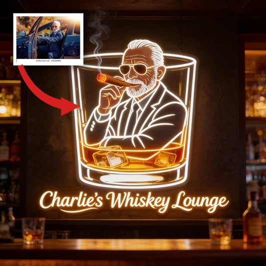 Personalized Whiskey Cigar Lounge LED Acrylic Sign Home Bar Decor Gift For Latina Men