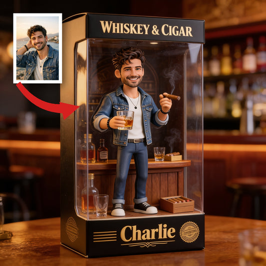 Personalized Whiskey & Cigar Custom Shaped Acrylic Plaque Bar Decor Gift For Men