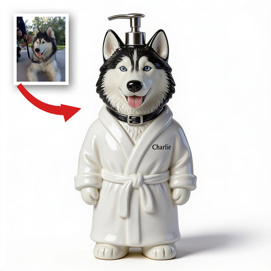 Personalized Siberian Husky Soap Dispenser Dog Lover Bathroom Decor Gift