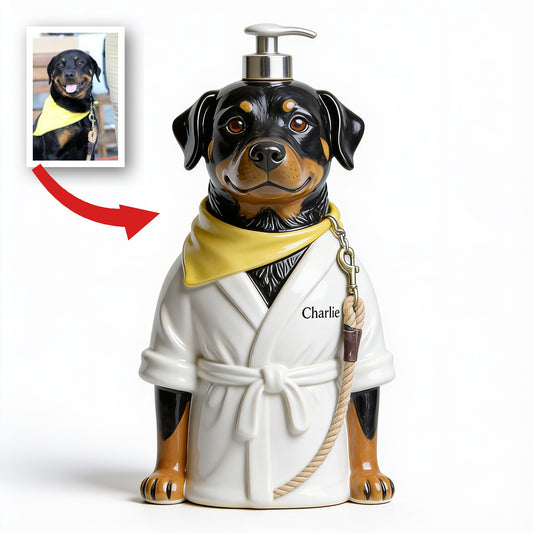 Personalized Rottweiler Spa Soap Dispenser Cute Bathroom Home Decor Gift