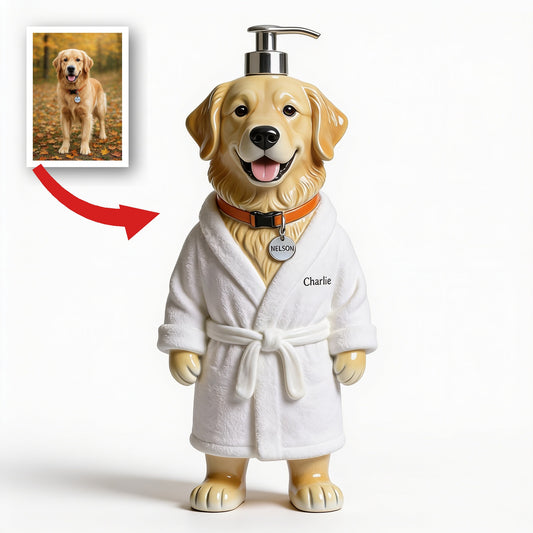 Personalized Golden Retriever Spa Soap Dispenser Dog Lover Bathroom Decor Gift