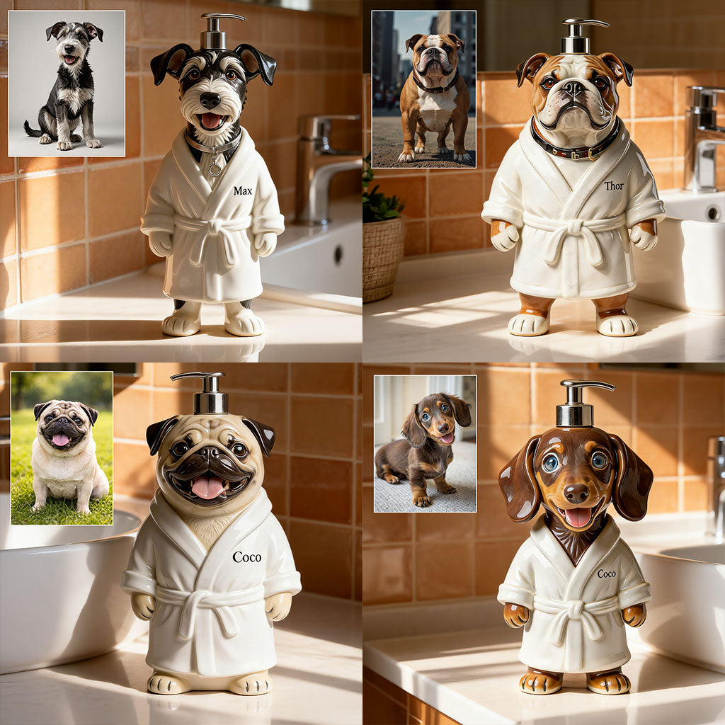 Personalized Border Collie Bath Robe Soap Dispenser Dog Lover Bathroom Gift
