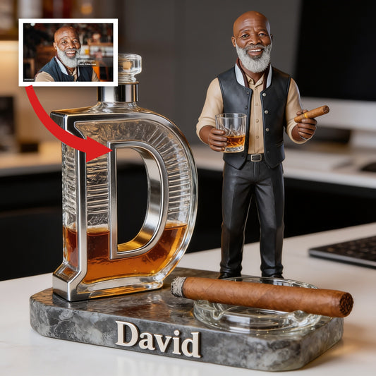 Custom Photo Older Black Man Whiskey Cigar Shaped Acrylic Plaque, Gift for Him