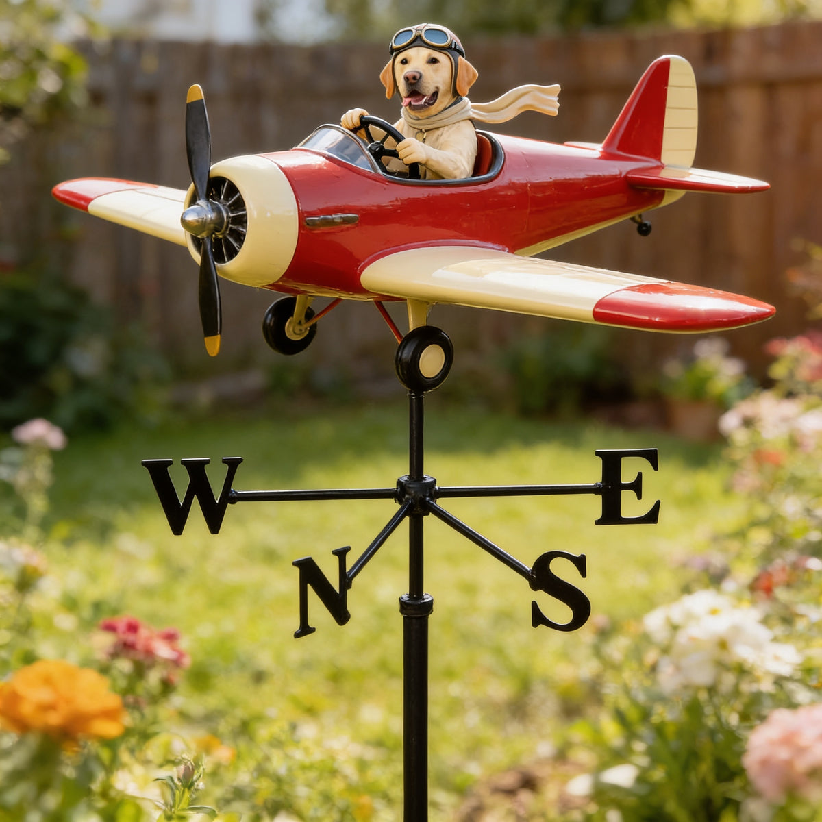 Custom Photo Yellow Labrador Retriever Pilot Weather Vane Pet Lover Garden Gift
