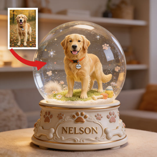 Personalized Golden Retriever Acrylic Snow Globe Table Decor Dog Owner Gift