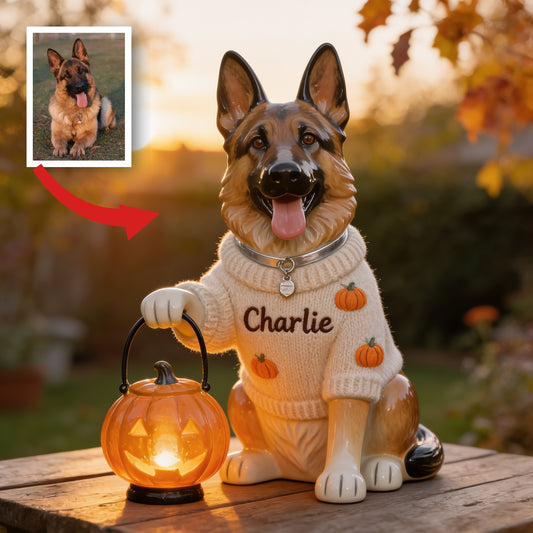 Personalized Fall German Shepherd Solar Acrylic Light Garden Decor