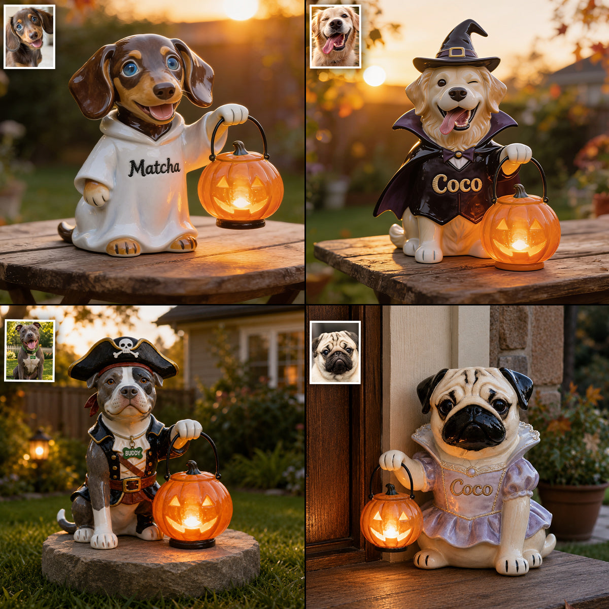 Personalized Fall Black and Tan Dachshund Solar Acrylic Light Garden Decor