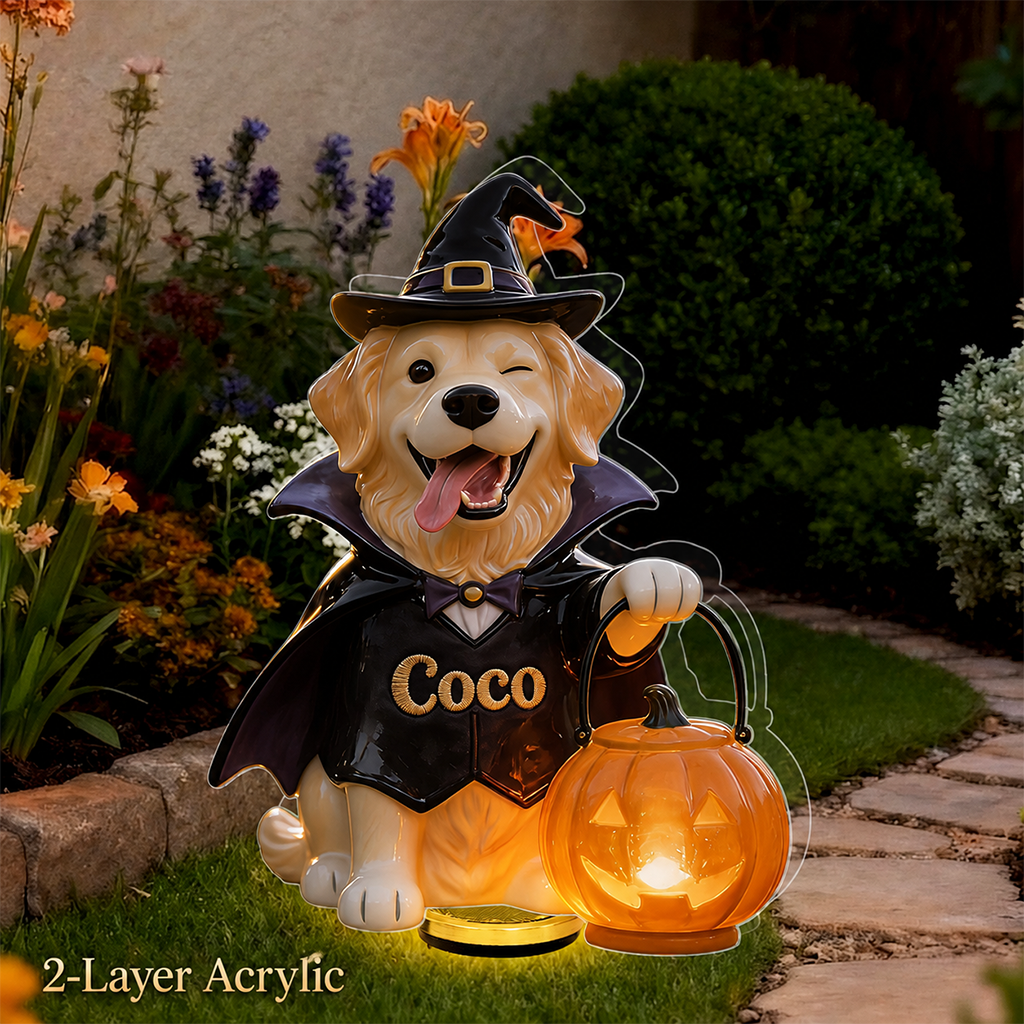 Personalized Fall Japanese Akita Inu Solar Acrylic Light Garden Decor