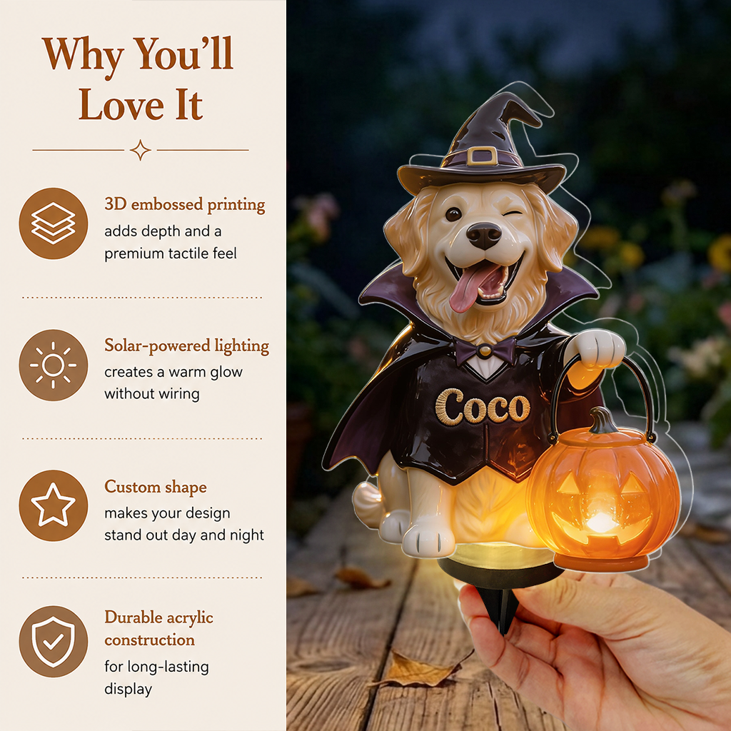 Personalized Fall French Bulldog Solar Acrylic Light Garden Decor