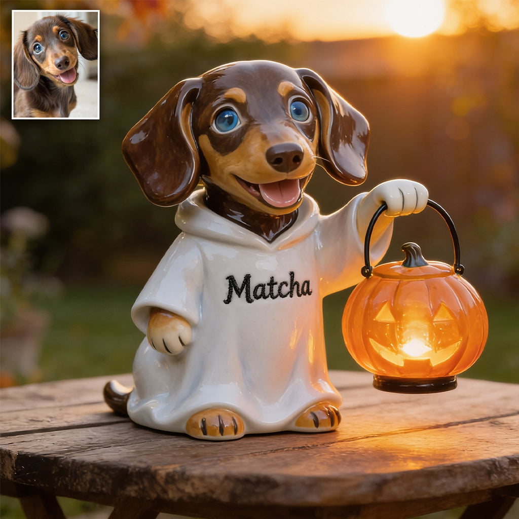 Personalized Fall Chihuahua Solar Acrylic Light Garden Decor