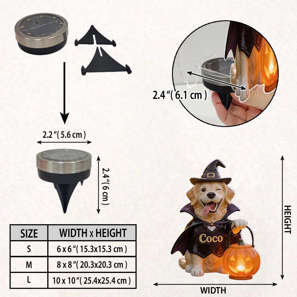 Personalized Fall Golden Retriever Solar Acrylic Light Outdoor Garden Decor