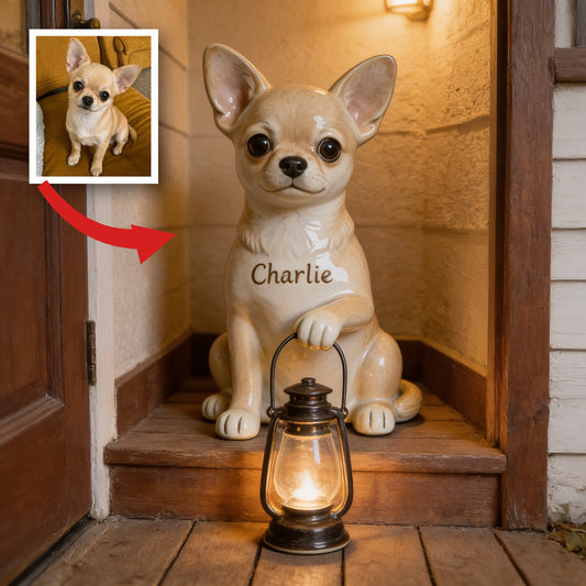 Personalized Light Tan Chihuahua Solar Acrylic Light Dog Lover Garden Decor