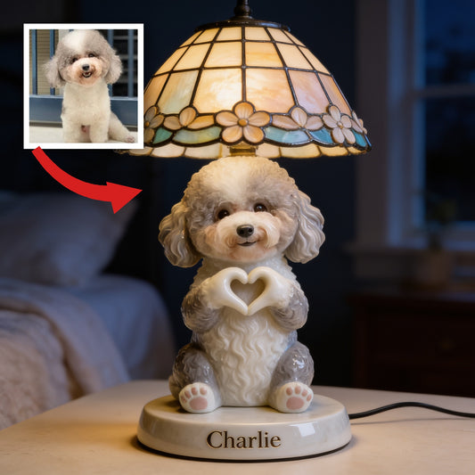 Personalized Fluffy Poodle Acrylic LED Night Light Pet Owner Gift