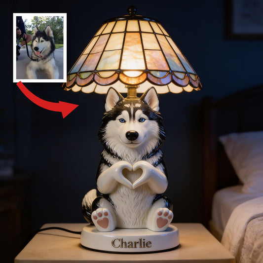 Personalized Blue Eyed Siberian Husky Acrylic LED Night Light Dog Lover Gift