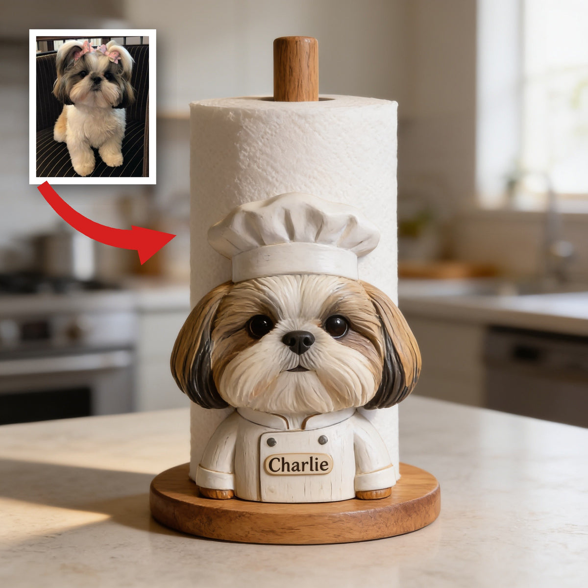 Support de Serviettes en Papier Personnalisé Shih Tzu Chef