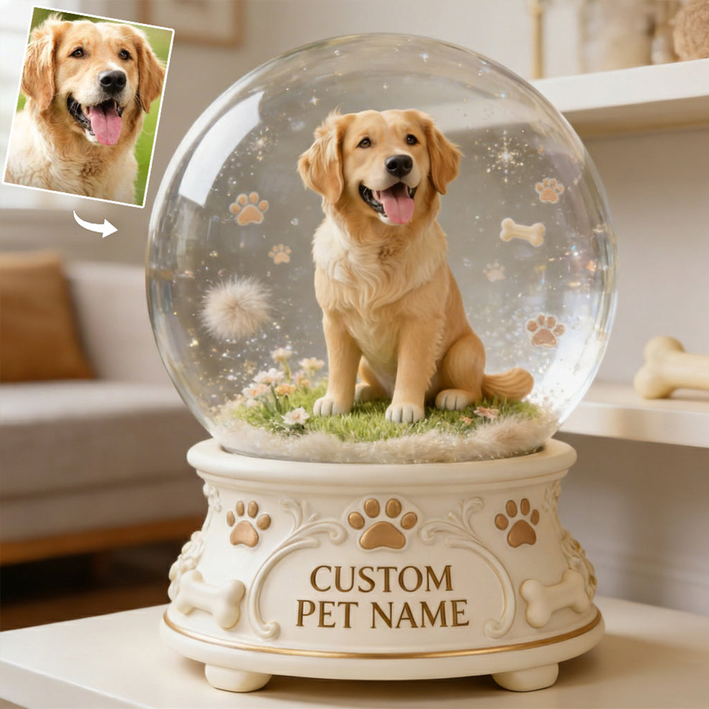 Personalized Golden Retriever Acrylic Snow Globe Table Decor Dog Owner Gift