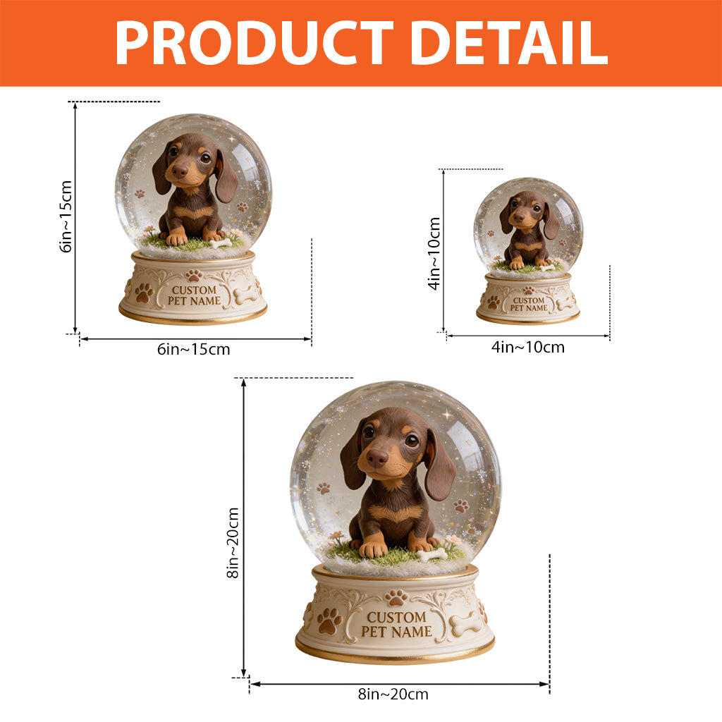 Personalized Short Legged Dachshund Puppy Snow Globe Table Decor Pet Lover Gift