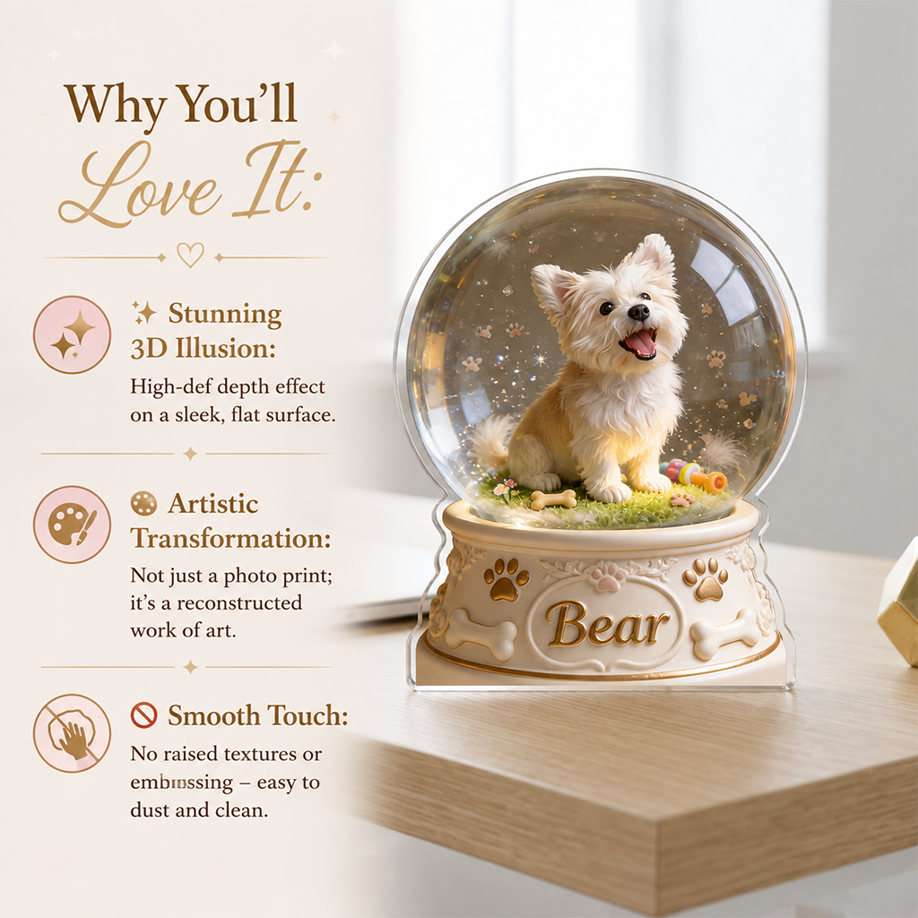 Personalized German Shepherd Acrylic Snow Globe Table Decor Dog Lover Gift