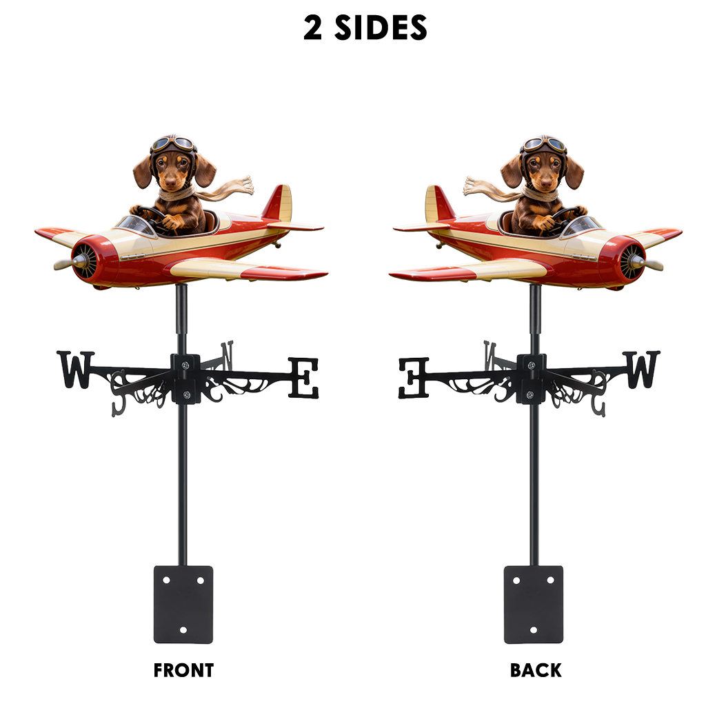 Custom Photo Pilot French Bulldog Weather Vane, Pet Lover Garden Gift