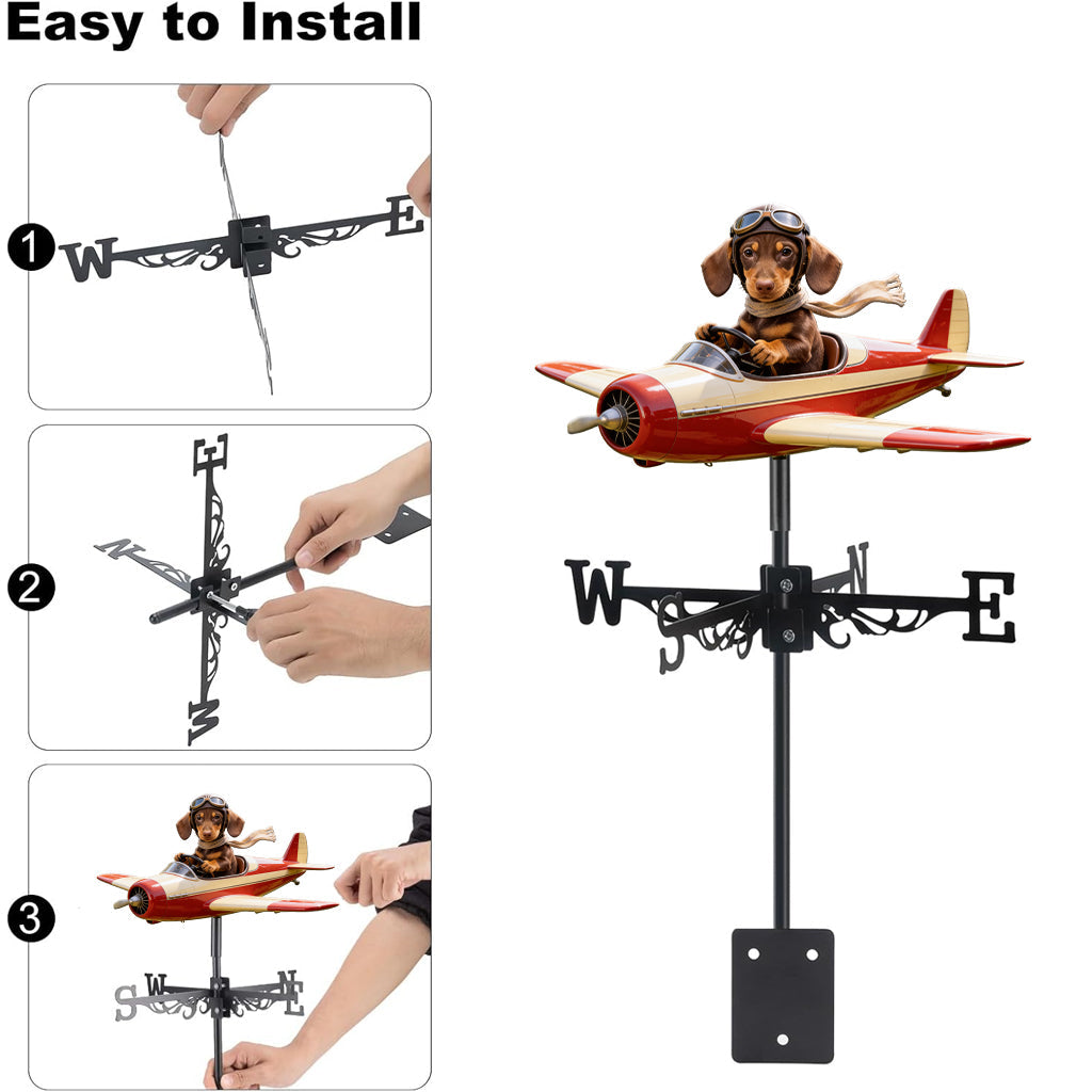 Custom Photo Golden Retriever Pilot Airplane Weather Vane, Garden Pet Lover Gift