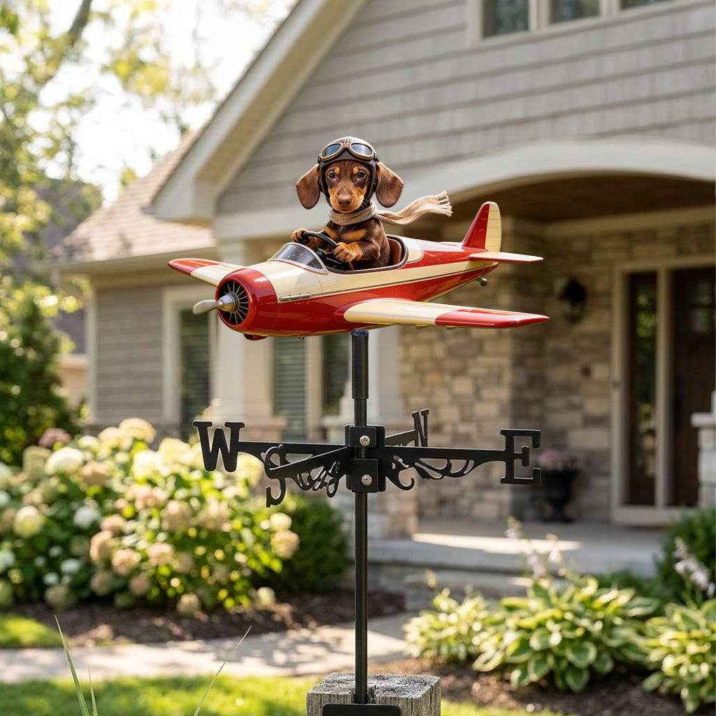 Custom Photo Golden Retriever Pilot Airplane Weather Vane, Garden Pet Lover Gift