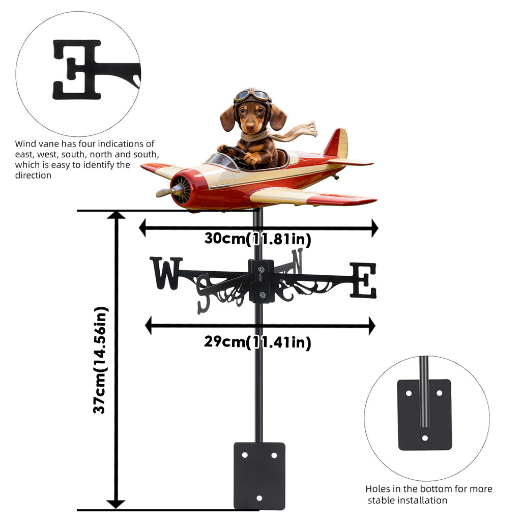 Custom Photo Welsh Corgi Pilot Airplane Weather Vane Garden Pet Lover Gift