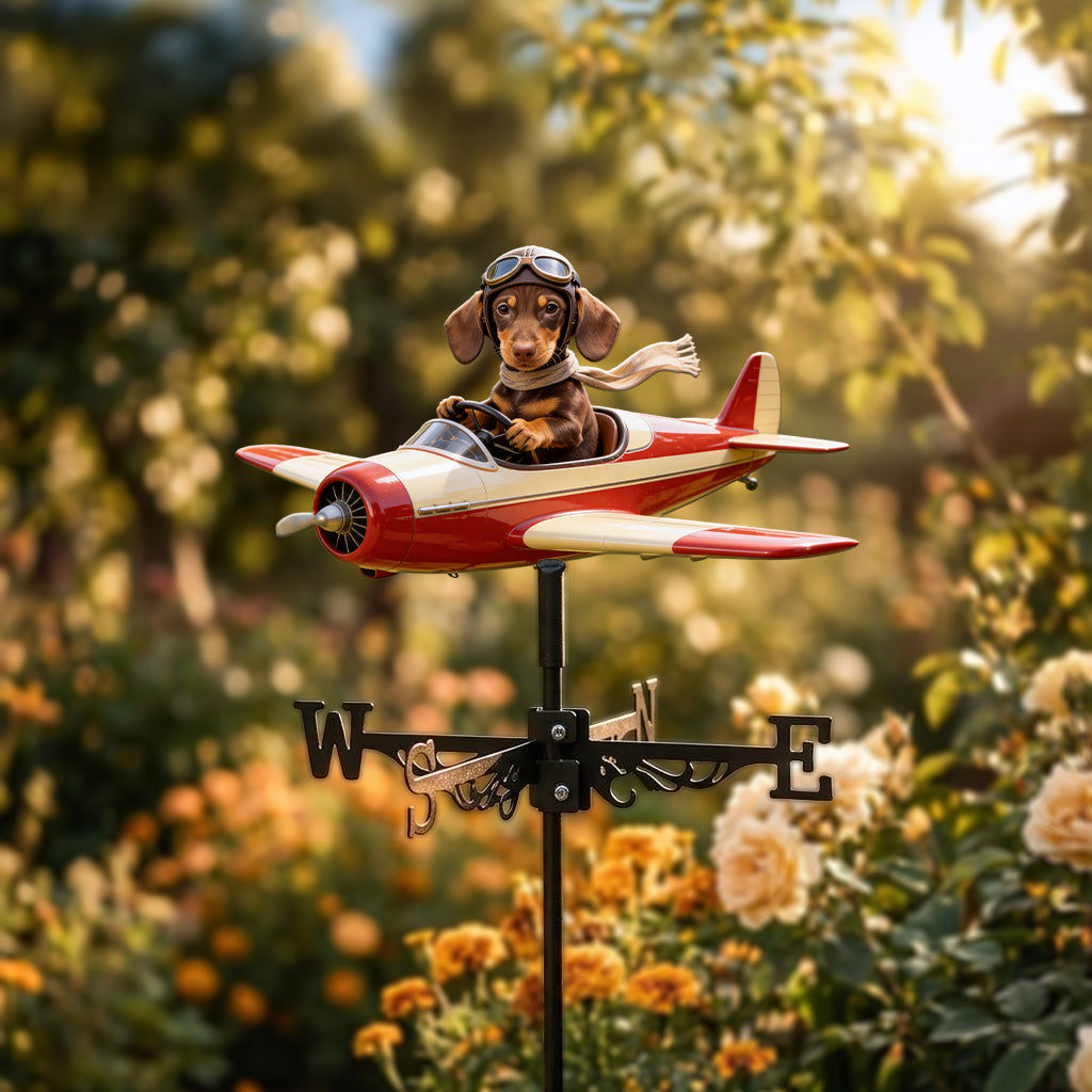 Custom Photo Welsh Corgi Pilot Airplane Weather Vane Garden Pet Lover Gift