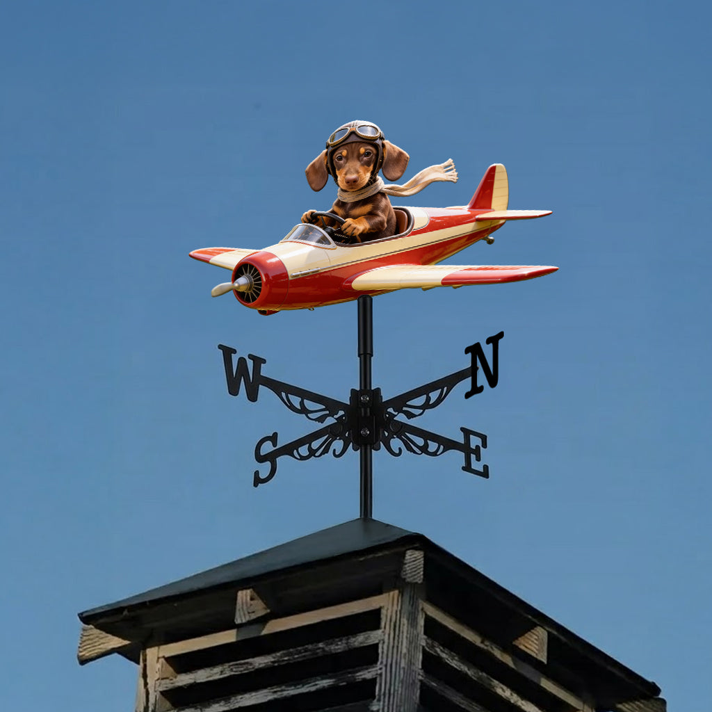 Custom Photo Cute Chihuahua Pilot Weather Vane, Garden Pet Lover Gift