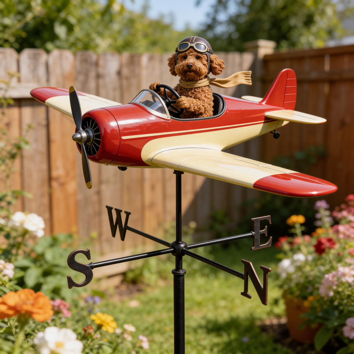 Custom Photo Welsh Corgi Pilot Airplane Weather Vane Garden Pet Lover Gift