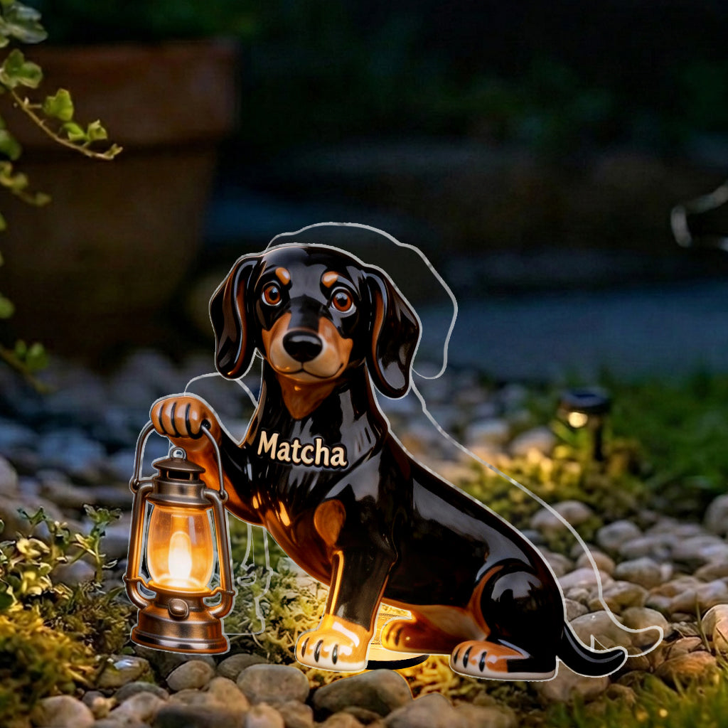 Personalized French Bulldog Solar Acrylic Light Dog Lover Garden Decor
