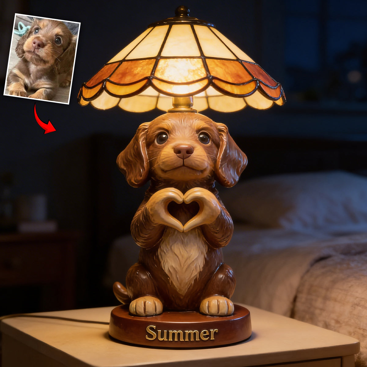 Personalized Cute Tan Chihuahua Acrylic LED Night Light Pet Lover Gift